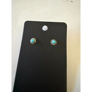 Handmade Native Navajo Sleeping Beauty Turquoise Sterling Silver Stud Earrings